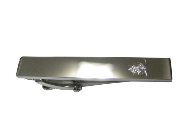 Silver Toned Etched Sleek Hermit Crab Skinny Tie Clip