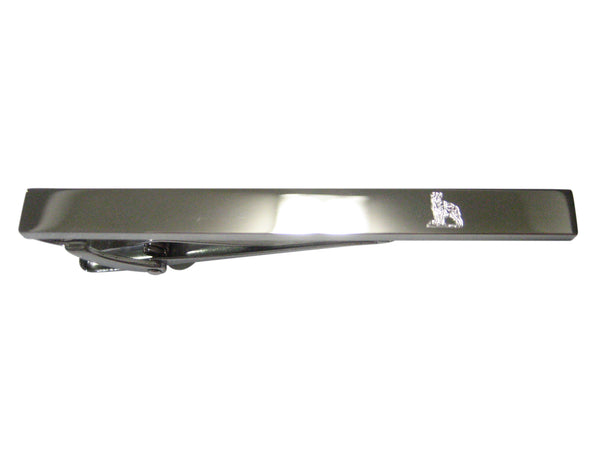 Silver Toned Etched Sleek Hyena Tie Clip