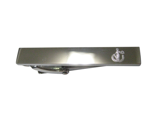 Silver Toned Etched Sleek Lady Justice Skinny Tie Clip