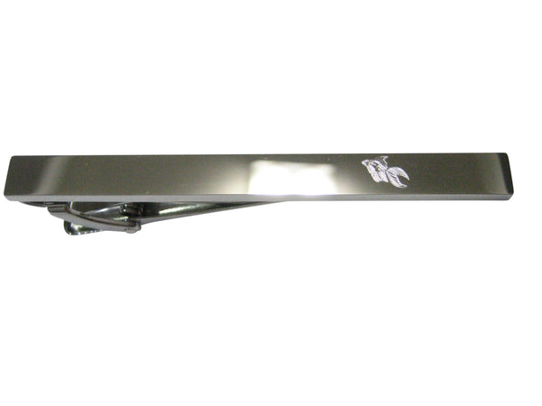 Silver Toned Etched Sleek Large Tropical Fish Tie Clip