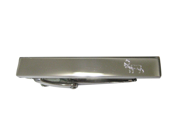 Silver Toned Etched Sleek Left Facing Moose Skinny Tie Clip