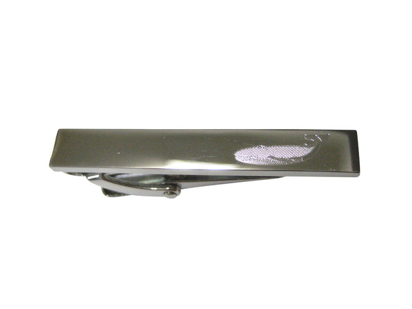 Silver Toned Etched Sleek Left Facing Whale Skinny Tie Clip