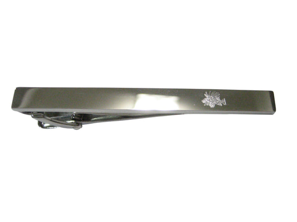 Silver Toned Etched Sleek Lion Fish Tie Clip