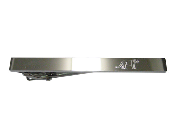 Silver Toned Etched Sleek Lioness Tie Clip