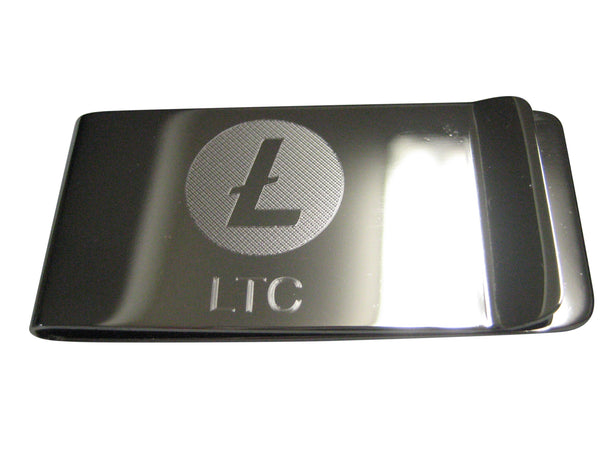 Silver Toned Etched Sleek Litecoin Coin Cryptocurrency Blockchain Money Clip