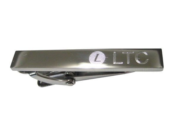Silver Toned Etched Sleek Litecoin Coin Cryptocurrency Blockchain Skinny Tie Clip