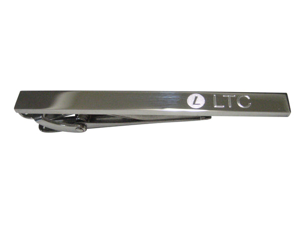 Silver Toned Etched Sleek Litecoin Coin Cryptocurrency Blockchain Tie Clip
