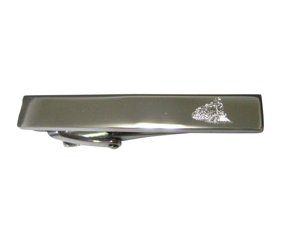 Silver Toned Etched Sleek Locomotive Train Skinny Tie Clip