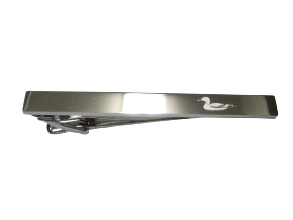 Silver Toned Etched Sleek Mallard Duck Tie Clip