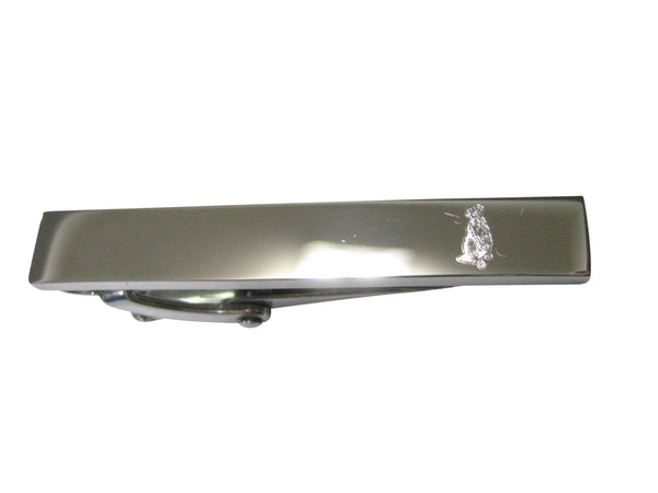 Silver Toned Etched Sleek Meerkat Skinny Tie Clip