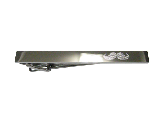 Silver Toned Etched Sleek Mustache Tie Clip