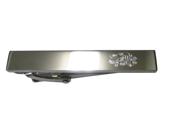 Silver Toned Etched Sleek Octopus Skinny Tie Clip