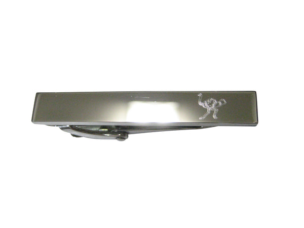 Silver Toned Etched Sleek Ostrich Bird Skinny Tie Clip