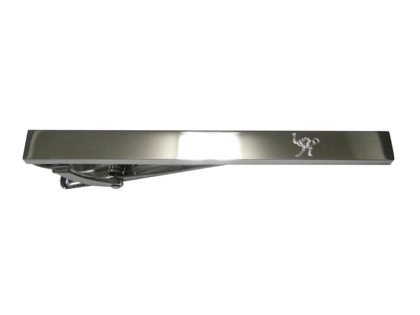 Silver Toned Etched Sleek Ostrich Bird Tie Clip