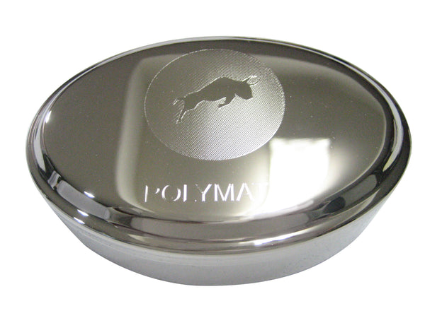 Silver Toned Etched Sleek Polymath Coin POLY Cryptocurrency Blockchain Oval Trinket Jewelry Box