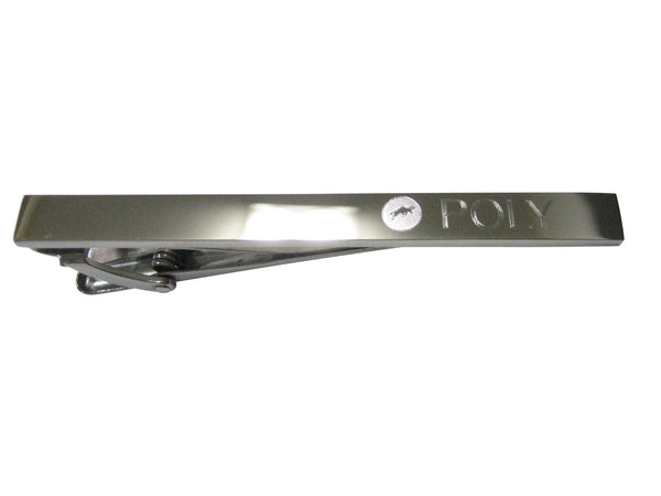 Silver Toned Etched Sleek Polymath Coin POLY Cryptocurrency Blockchain Tie Clip