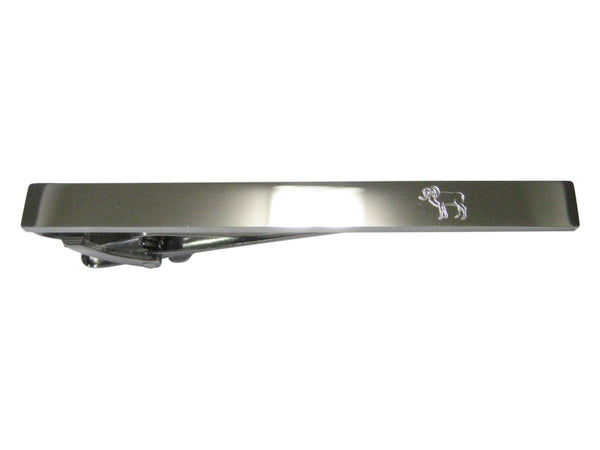 Silver Toned Etched Sleek Ram Tie Clip