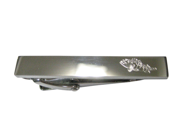 Silver Toned Etched Sleek Rock Cod Fish Skinny Tie Clip