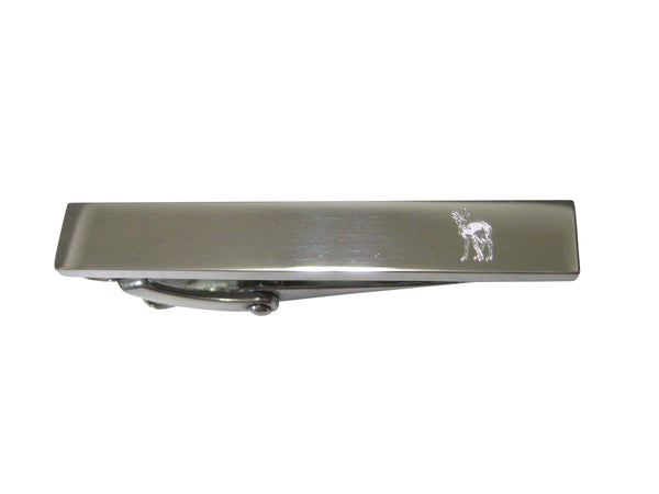 Silver Toned Etched Sleek Roebuck Deer Skinny Tie Clip