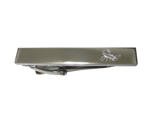 Silver Toned Etched Sleek Scorpion Skinny Tie Clip
