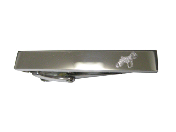 Silver Toned Etched Sleek Scottish Terrier Dog Skinny Tie Clip