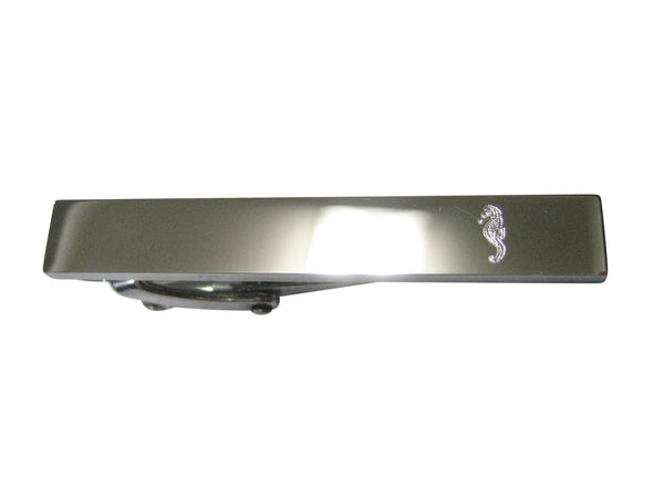 Silver Toned Etched Sleek Sea Horse Skinny Tie Clip