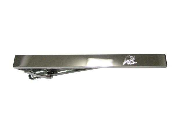 Silver Toned Etched Sleek Shaded Raccoon Tie Clip