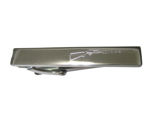 Silver Toned Etched Sleek Shotgun Skinny Tie Clip