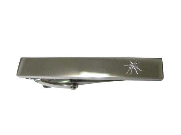 Silver Toned Etched Sleek Side Facing Spider Skinny Tie Clip