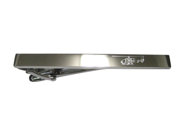 Silver Toned Etched Sleek Simple Helicopter Tie Clip