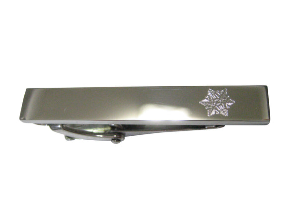 Silver Toned Etched Sleek Snowflake Skinny Tie Clip