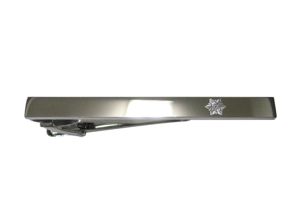 Silver Toned Etched Sleek Snowflake Tie Clip