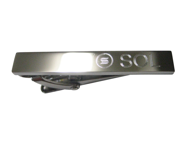 Silver Toned Etched Sleek Solana Coin Cryptocurrency Blockchain Skinny Tie Clip