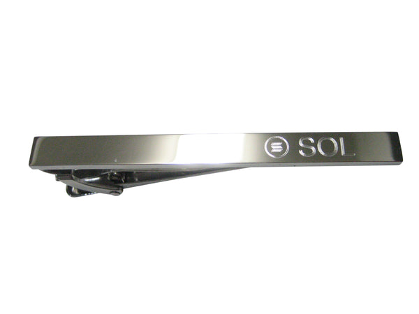 Silver Toned Etched Sleek Solana Coin Cryptocurrency Blockchain Tie Clip