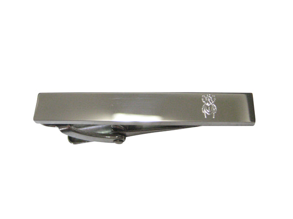 Silver Toned Etched Sleek Spiky Beetle Insect Skinny Tie Clip