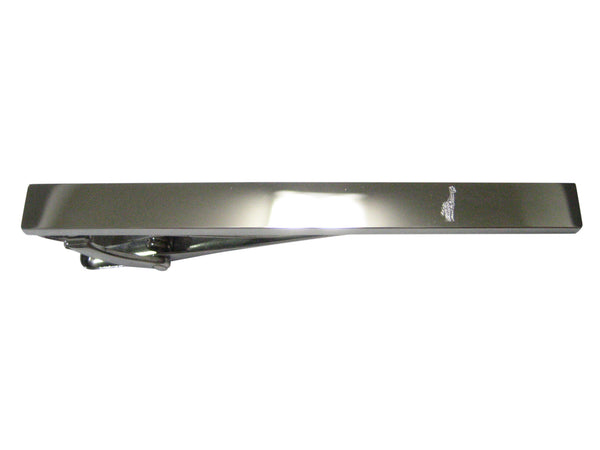 Silver Toned Etched Sleek Standing Giraffe Tie Clip