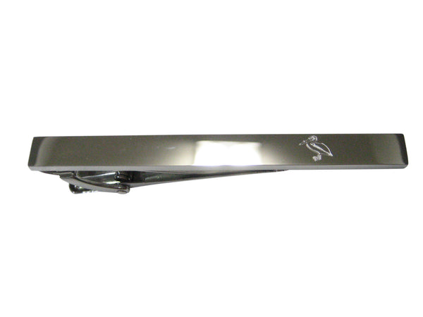 Silver Toned Etched Sleek Standing Pelican Bird Tie Clip