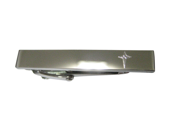 Silver Toned Etched Sleek Star of Bethlehem Skinny Tie Clip