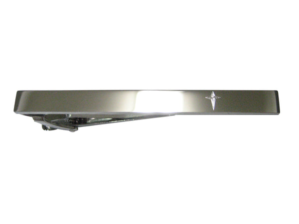 Silver Toned Etched Sleek Star of Bethlehem Tie Clip