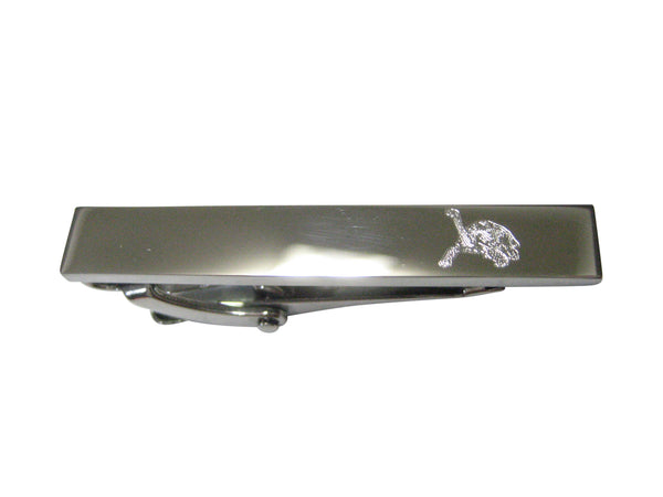 Silver Toned Etched Sleek Tortoise Turtle Skinny Tie Clip