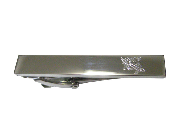Silver Toned Etched Sleek Tropical Frog On Tree Skinny Tie Clip