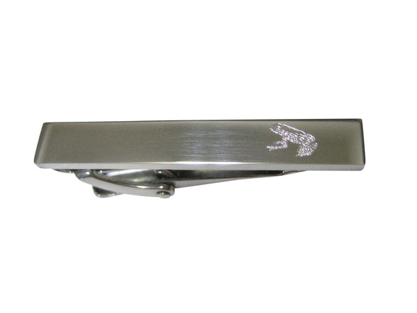 Silver Toned Etched Sleek Tropical Frog Skinny Tie Clip
