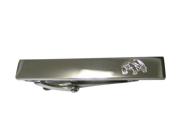 Silver Toned Etched Sleek Turtle Tortoise Skinny Tie Clip