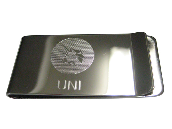 Silver Toned Etched Sleek Uniswap Coin Cryptocurrency Blockchain Money Clip