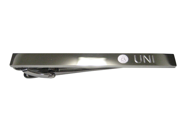 Silver Toned Etched Sleek Uniswap Coin Cryptocurrency Blockchain Tie Clip
