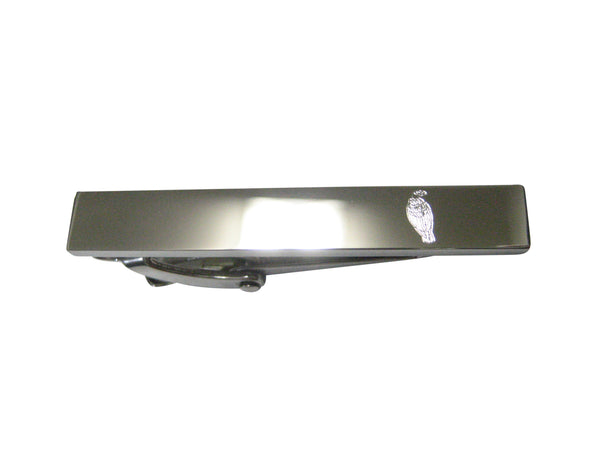 Silver Toned Etched Sleek Vulture Bird Skinny Tie Clip