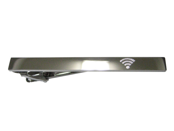 Silver Toned Etched Sleek Wifi Symbol Tie Clip