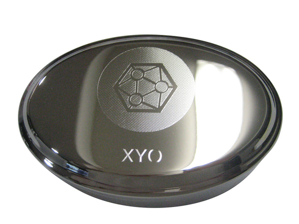 Silver Toned Etched Sleek XYO Coin Cryptocurrency Blockchain Oval Trinket Jewelry Box
