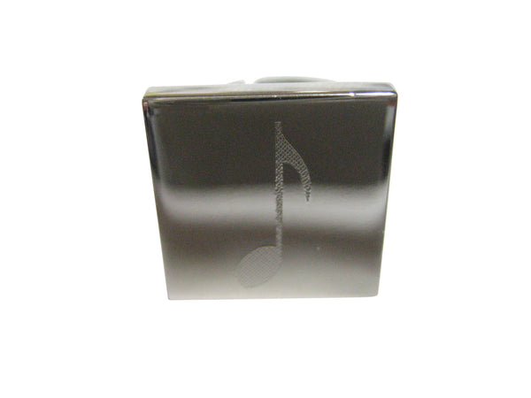 Silver Toned Etched Square Single Quaver Musical Note Adjustable Size
