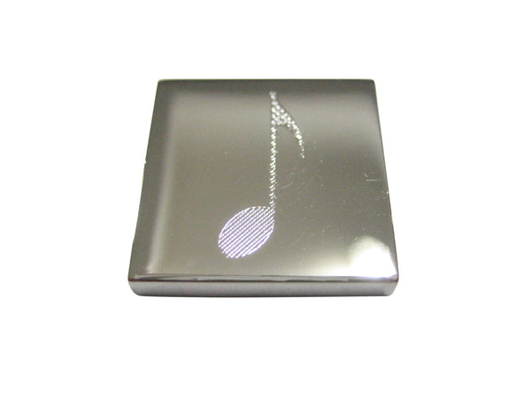 Silver Toned Etched Square Single Quaver Musical Note Magnet